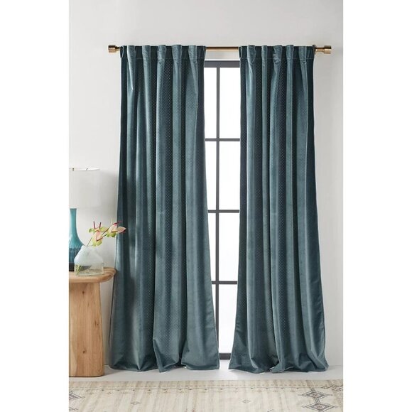 COPY - Anthropologie Velvet Louise Curtain Dusty Green 108" 1 Panel - Picture 1 of 3